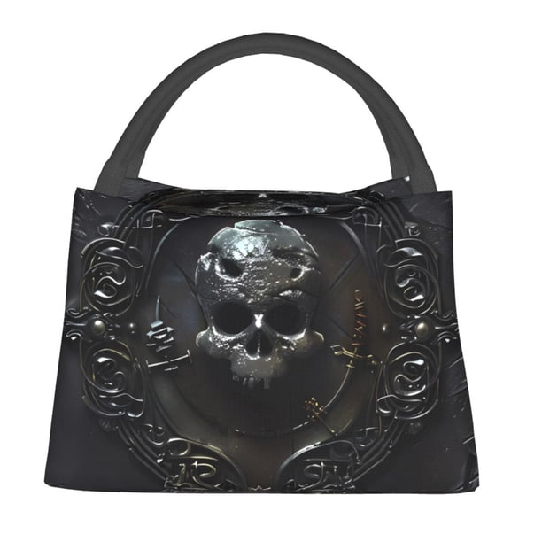 Balery Ornate Dark Skull Book Bolsa de Aislamiento Portátil – Bolsa de Almuerzo con Forro de Aluminio Mejorado, Funda Impermeable y Fácil de Limpiar para Picnic y Caja de Almuerzo