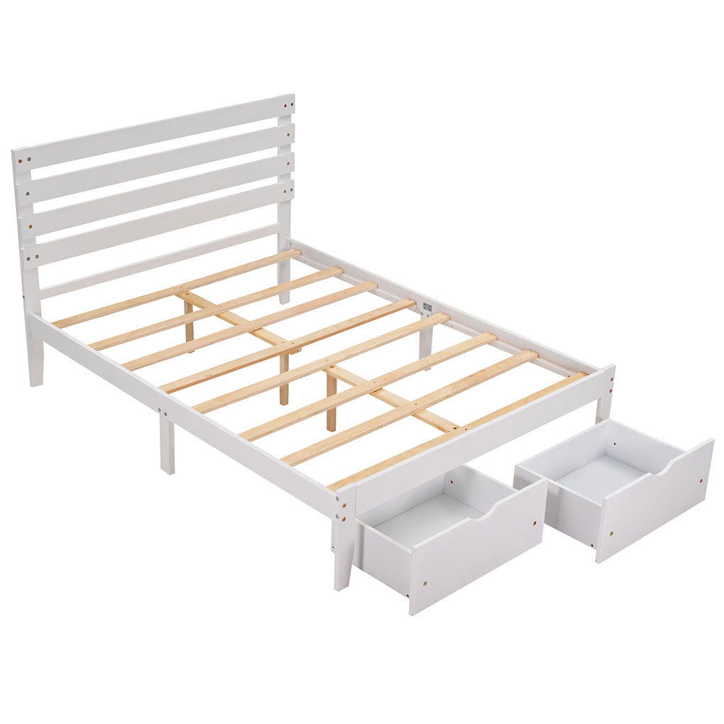 Irene Inevent Bed Frame with Drawers Full Size Platform Bed 8 Wood