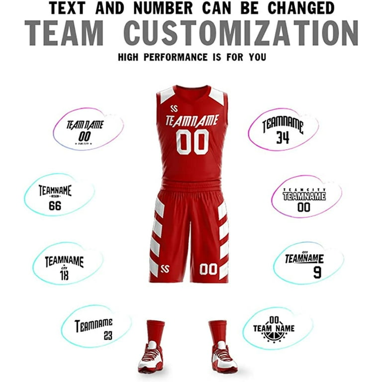 Basketball Uniform Wholesale Custom Sublimated Reversible Basketball  Uniform Red White Team Wear