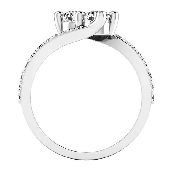 Dazzlingrock Collection 1.50 Carat (ctw) 14K White Cubic Zirconia CZ Two Stone Bridal Ring 1 1/2 CT, White Gold, Size 7