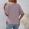 thumbnail image 4 of T Shirts for Women Summer Casual Loose Tee with Short Sleeves Womens Crewneck Side Drawstring Tops, 4 of 7