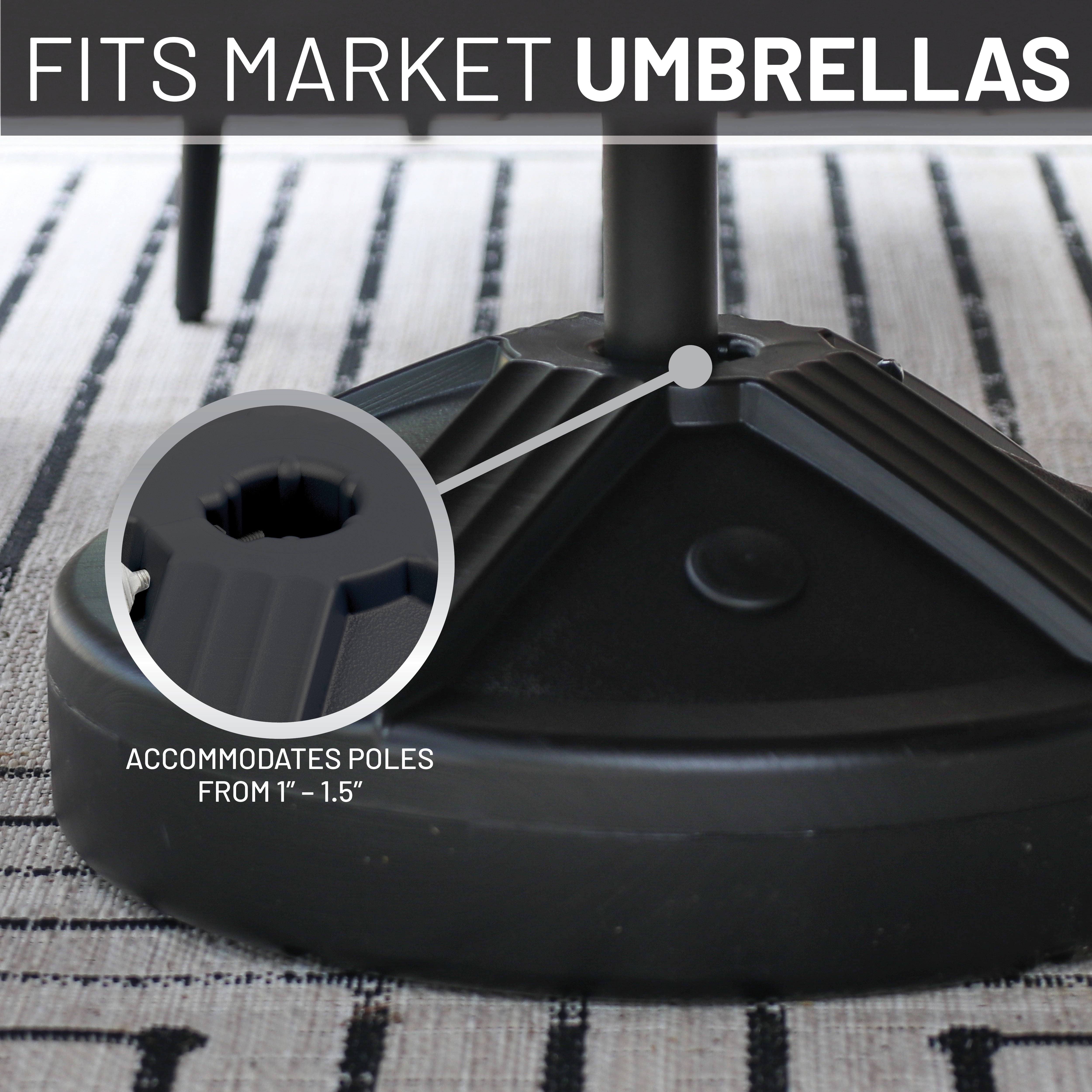 US Weight Durable 50 Pound Umbrella Base Designed to be Used with a Patio Table (Black)