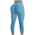 thumbnail image 2 of Women High Waisted Workout Yoga Pants Butt Lifting Scrunch Booty Leggings Tummy Control Anti Cellulite Textured Tights Blue XL, 2 of 5