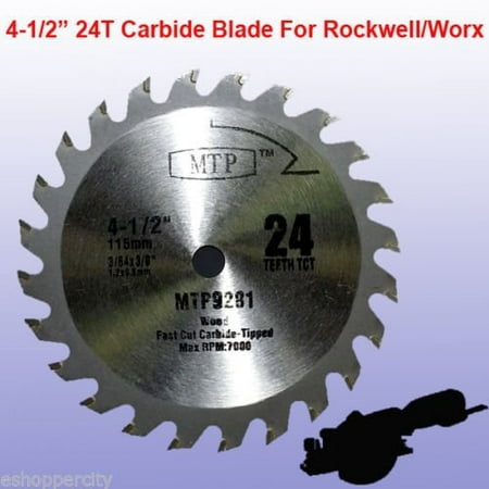 

TCT 24T 4-1/2 4.5 inch Carbide Circular Saw Blade for Rockwell Rk3441k Worx WX429L Compact Saw 9.5mm/ 3/8 arbor wood plastic and composite materials