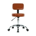 thumbnail image 5 of Mara Adjustable Height Drafting Stool with Wheels and Backrest, Space-Saving Faux Leather Rolling Stool Caramel, 5 of 11