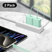 2 Pack for iphone 15/16 wallCharger Fast Charging , 20W USB C Wall Charger Block with 6Ft Type C Cable Compatible for iphone 15/15 Pro/15 Pro Max, Air 5/4 , Samsung Galaxy and Android Phone,green