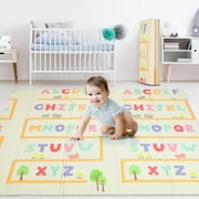 JoyStone Baby Play Mat, 78 X 70 Extra Large Reversible Foam Play Mat, Non-Toxic Foldable Animal Print Waterproof Crawl Mat for Toddlers and Babies
