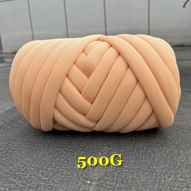 New Striped Core Spun Crochet Yarn Ice Silk Feeling Polyester Cotton Rope for Handbag Pet Nest Fashion Home Decoration