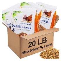 BSF Larvae 85X Than Dried Meal Worms 20LB(5lbx4) for Chicken Feed - Bulk Black Soldier Fly Larvae Poultry Treats - BSF Grubs Non-GMO Food High Protein Meal Worms for Hens,Wild