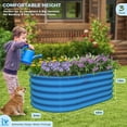 thumbnail image 2 of Kids Raised Garden Beds Outdoor (3-Pack)-40x24x18in Oval Round Galvanized Metal Planter Box for Planting Vegetables, Flowers, Fruits, Eco-Safe & Easy Setup, Sky Blue, 2 of 5