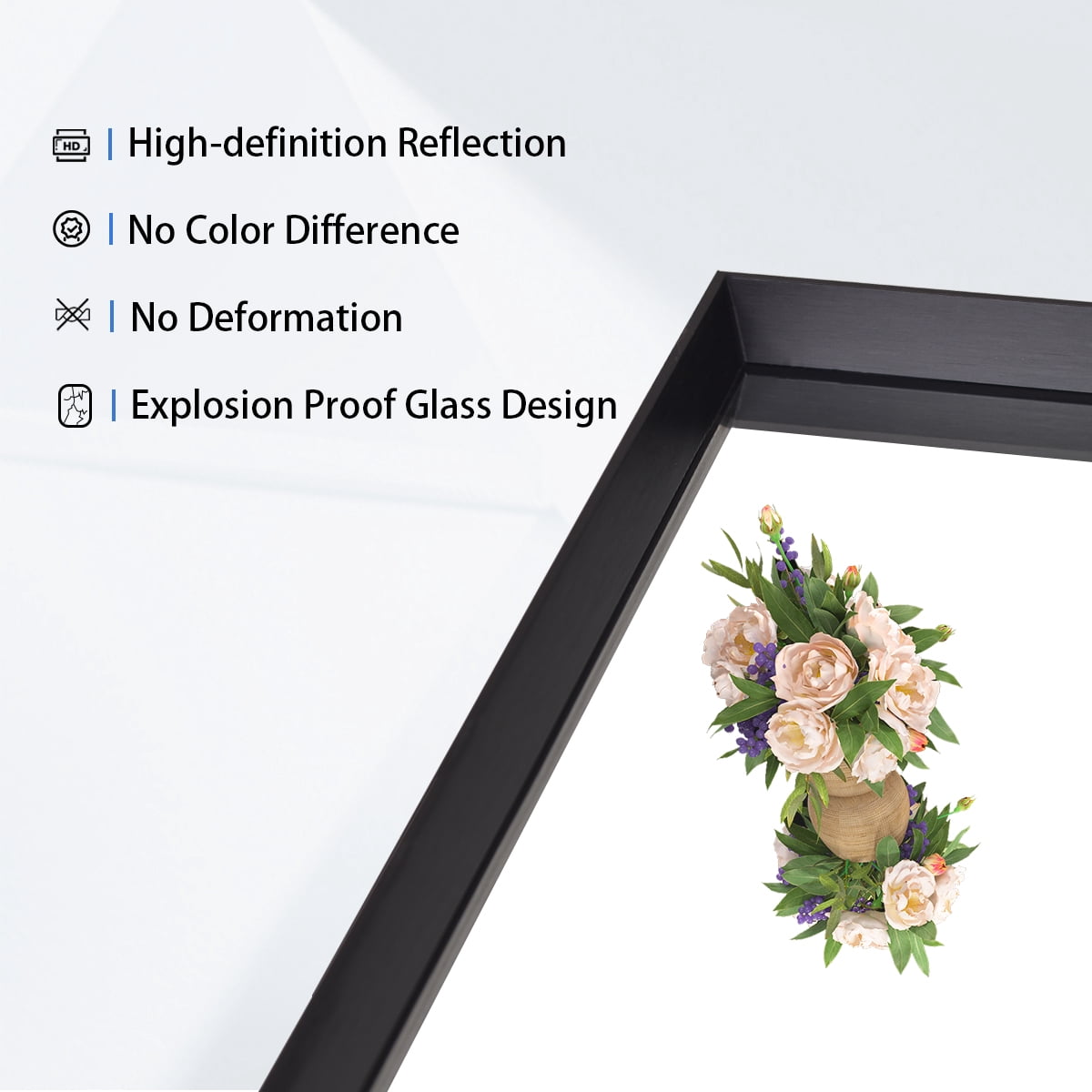 Gleamira 28"x36" Bathroom Wall Mounted Mirror Vanity Rectangular Mirror with Deep Frame, Black