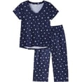 thumbnail image 1 of Women's Capri Pajama Sets Plus Size Sleepwear 2 Piece Ladies Sleep Set,Blue-star, 1 of 5