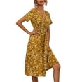 thumbnail image 3 of Txlixc Vestido de Verano para Mujer, Estampado Floral Cuello en V Manga Corta Falda Casual de Cintura Delgada para Damas, 9 Colores Txlixc  Estilo de ocio, 3 of 7