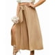 thumbnail image 3 of Pantalones Casuales de Pierna con Abertura para Mujer, Pantalones de Playa Holgados Estilo Palazzo de Cintura Alta, Pantalones de Verano Estilo Bohemio con Bolsillos. Caqui L, 3 of 8