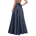 thumbnail image 3 of ZANZEA Womens Skirts Zipper on the Back Elastic Waist Satin Silk Long Skirts, 3 of 3
