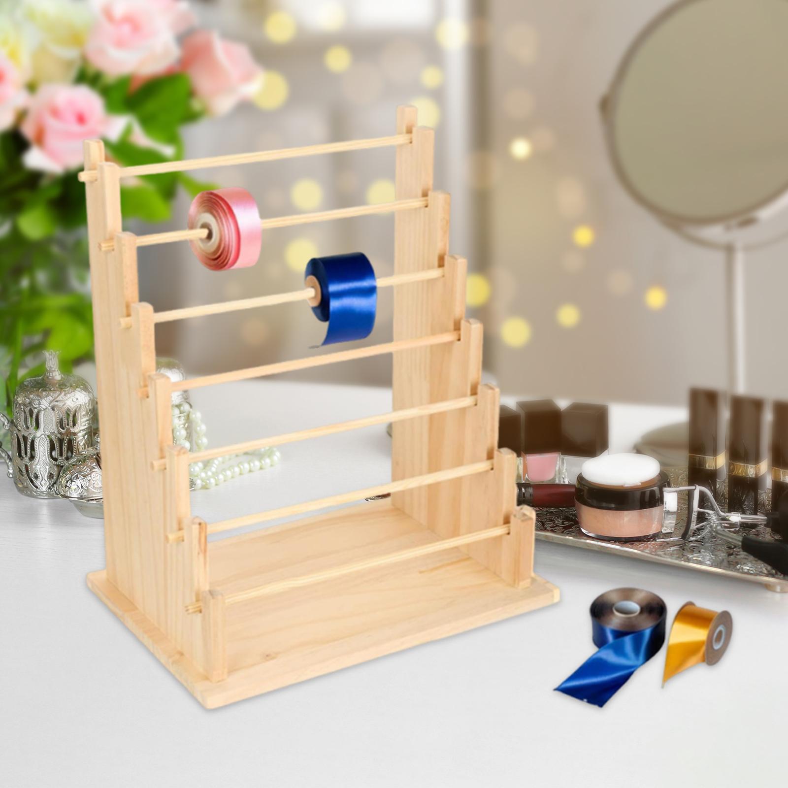 HILABEE Wooden Ribbon Organizer Rack, Washi Tape Organizer, Jewelry Storage, Hanging Rack, Bracelet Display Stand for Florists, Photo Props