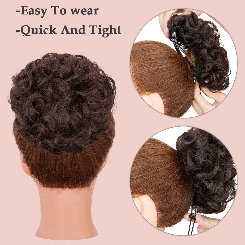 Messy Curly Hair Buns Synthetic Drawstring Bun Hairpiece Comb Clip Ponytail Hair Extensions