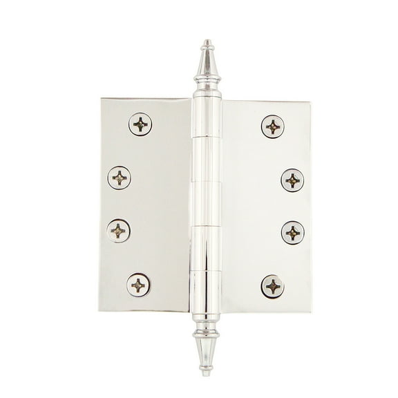 Grandeur Stehng-Sq-Ar-Hd-4 4 X 4" Plain Bearing Square Corner Mortise Door Hinge - Nickel