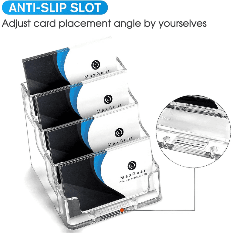 MaxGear Acrylic Business Card Holder Wall Mount – 6-Pocket Display Stand For Desk Or Wall, Holds Up To 330 Cards