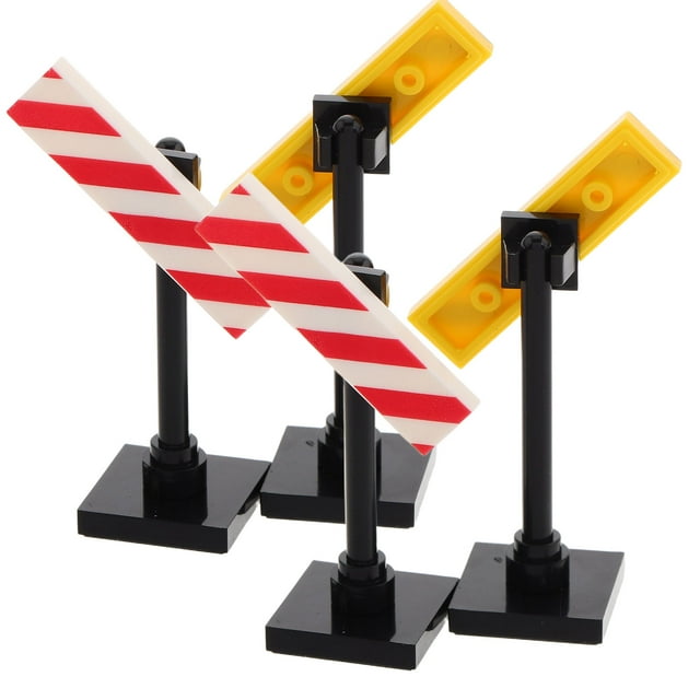 WEUVEB 4Pcs Realistic Traffic Sign Educational Toys In Small Building Blocks For Kids Role Play Activities