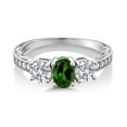 thumbnail image 2 of Gem Stone King 10K White Gold Green Chrome Diopside and Lab Grown Diamond Engagement Ring for Women | 1.82 Cttw | Oval 7X5MM | Gemstone Birthstone | Size 7, 2 of 5