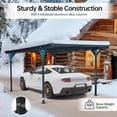 thumbnail image 2 of JINSEED 10 x 16ft Metal Carport with Heavy Duty Metal Frame & Pitched-Roof Polycarbonate Panel Canopy, Multi-Purpose Shelter for Car, Truck, SUV, Tractor, and Boat,Gray, 2 of 6