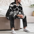 thumbnail image 7 of Yiaed Black White Hat Skull Print Men’s Pajamas Set - Long Sleeve Button Down Sleep Shirt and Pajama Bottoms Sleepwear Set Mens Pjs Sets Men's Pajama Bottoms-Large, 7 of 7