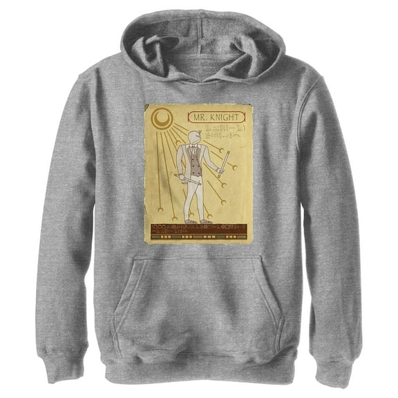 Boy's Marvel: Moon Knight Ancient Egyptian Mr. Knight Portrait  Pull Over Hoodie Athletic Heather X Large