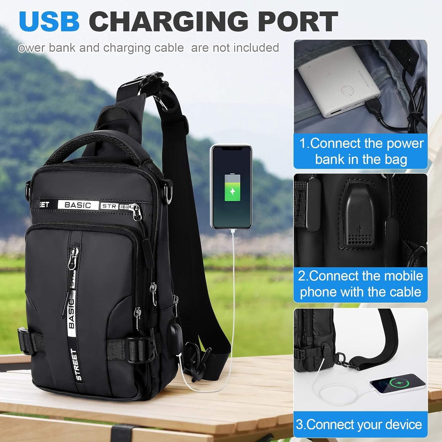 Mini Sling Bag for Men Women - Lightweight Crossbody Backpack, Multipurpose Shoulder Bag, Small Compact Chest Daypack for Travel Hiking Gym Sport Blue
