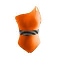 thumbnail image 3 of Dezsed Women's Sexy One Piece Bathing Suits One Shoulder Tummy Control Swimsuits Slim Mesh Swimwear Orange L, 3 of 4