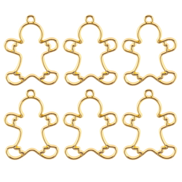 Miangastore 10pcs Jewelry Pendant Frame Open Back Bezel Alloy Frame Pendants (Golden, Gingerbread Style)