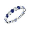 thumbnail image 2 of Eternity 3MM Round Blue Sapphire Women Mother's Day Gift Stackable Ring 925 Sterling Silver, 2 of 3