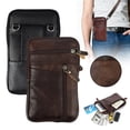 thumbnail image 3 of Dazone Men's Faux Genuine Leather Crossbody Fanny Pack, Phone Pouch Shoulder Bag Waist Belt Travel Hip Bag(Brown), 3 of 8