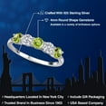 thumbnail image 2 of Gem Stone King 925 Sterling Silver Green Peridot and E - F Lab Grown Diamond Wedding-Bands Ring for Women | 1.44 Cttw | Round 4MM | Gemstone August Birthstone | Size 9, 2 of 6