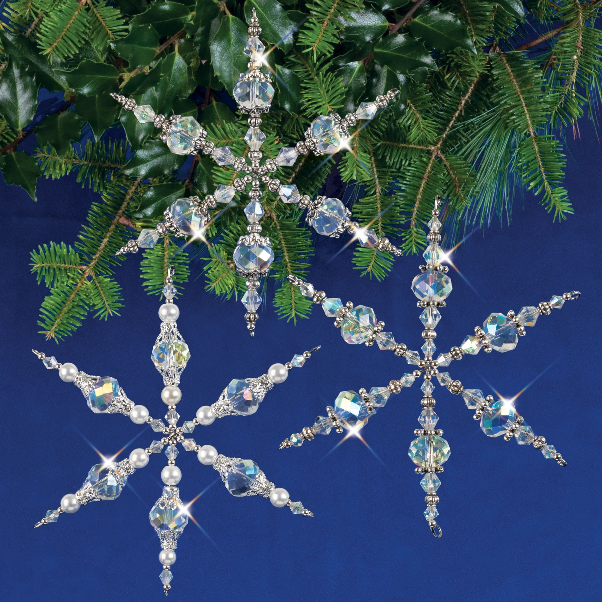 Small Porcelain Snowflake Ornaments, Set of Six