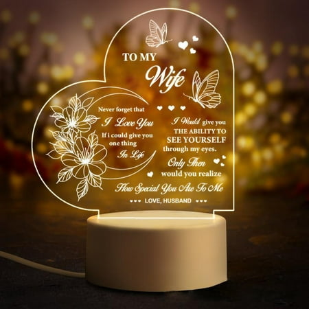 

RUNOLIG Engraved Acrylic Night Light 3-Color Led Night Lamp Gifts For Wife Wedding Anniversary Birthday