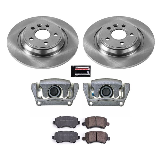 PowerStop Rear Stock Replacement Brake Pad and Rotor Kit with Calipers Fits: VOLVO Select Models KCOE4704