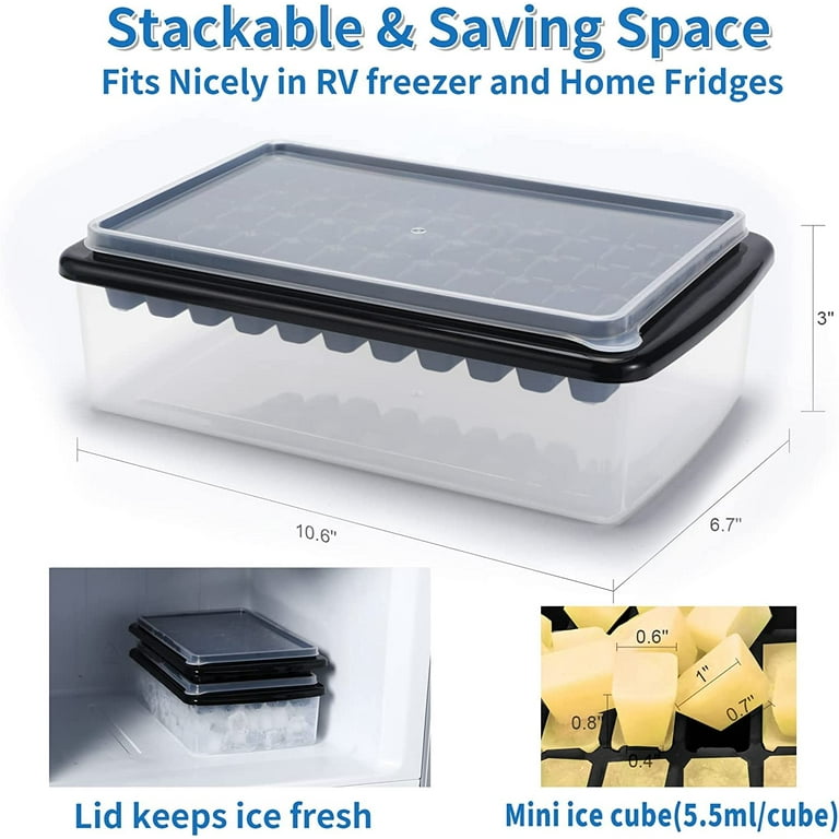 Ice Cube Tray with Lid & Bin for Freezer 55 Nugget Ice Maker Tray