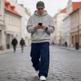 thumbnail image 2 of Resicozy Baggy Sweatpants Men Wide Leg Sweats Pants Drawstring Elastic Waist Loose Y2K Joggers with Pockets Navy 2XL, 2 of 7