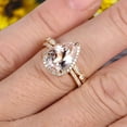 thumbnail image 2 of 2Pcs Milgrain 8x5mm Pear Shape 2.25 Carat Wedding Ring Set Morganite Engagement Ring Diamond Moissanite Matching Band 10k Yellow Gold Anniversary Gift, 2 of 6