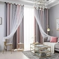 thumbnail image 3 of Gradient Ombre Stars Curtains Draperies for Kids Girls Bedroom Living Room Double Layers Blackout Gray Pink Grommet Window Curtains,Thermal Insulated 1 Panel, 3 of 7