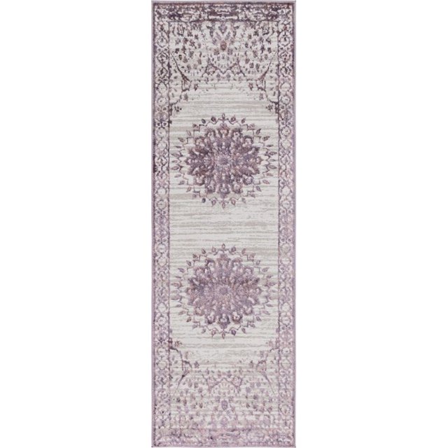 Unique Loom Tapis de Course Ton sur Ton Aberdeen 2' 7 x 8' 2 Violet/ivoire
