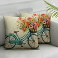 thumbnail image 2 of Nawypu  Blue Bicycle Pillows Decorative Throw Pillow Cover Vintage Watercolor Summer Flowers Bike Pillow Case Cushion Cover for Sofa Bed Living Room 20x20in, 2 of 6