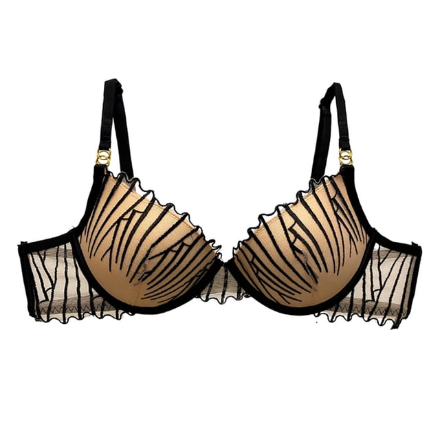 Brasier Vicky Form para Dama Bitono con Contraste y Transparencias en Tul Bordado Color Negro T 32B