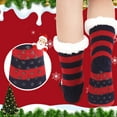 thumbnail image 5 of Bocaoying 5 Pairs Christmas Slipper Fuzzy Socks for Women, 4 Style Anti Slip Cozy Fluffy Socks with Red Elk Pattern, Soft Thickened Christmas Stockings Gifts Grip Socks for Wife Mom Daughter Friends, 5 of 6