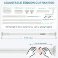 thumbnail image 5 of SPOKKI Tension Curtain Rod, 51-168 Inches Adjustable Closet Tension Rod Rust-free No Drilling Shower Curtain Rod, Anti-slip Spring Steel Rod for Bathroom White, 5 of 14