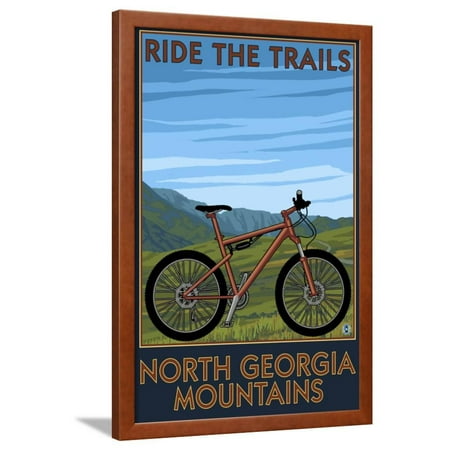 North Georgia Mountains - Mountain Bike Scene - Ride the Trails Framed Print Wall Art By Lantern