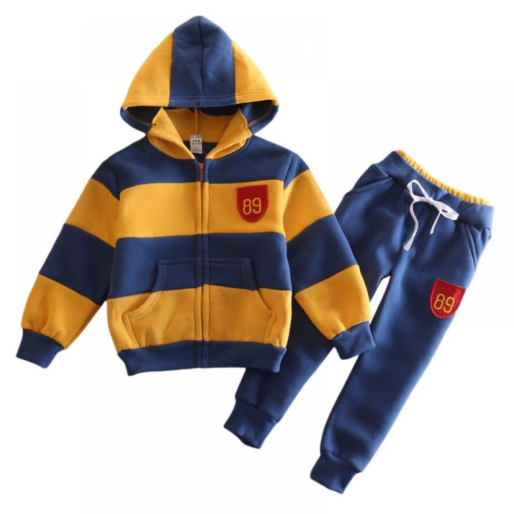 Baby Boys Girls Cotton Tracksuit Sweatshirt Top Sweatpants Zipper Coat Outfits Set 