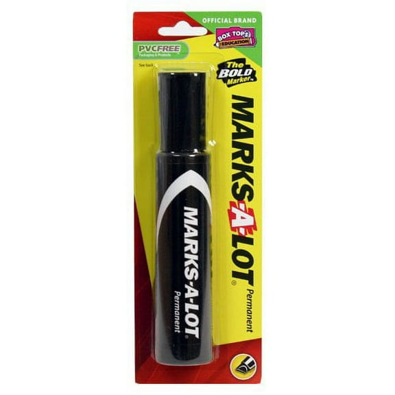 Marks-A-Lot Jumbo Permanent Marker Chisel Tip - Black Ink - Single Piece