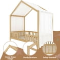 thumbnail image 5 of MODERNLUXE Twin Size Montessori Floor Bed with Canopy,House Bed Frame with High Railings and Roof,Wood Tent Bed for Teens Girls & Boys,Natural, 5 of 11